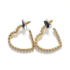 Anne Klein Gold-Tone Heart-Shaped Hoop Earrings With Crystal Accents